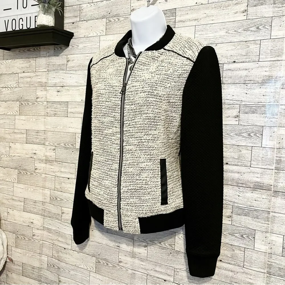BANANA REPUBLIC FACTORY Baseball-Style Boucle Jacket, S